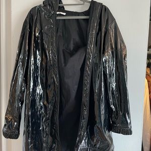 Zara sport black vinyl rain jacket
